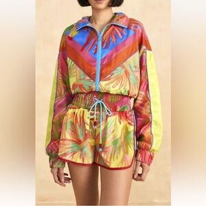 NWT FARM RIO Lime Painted Birds Shorts